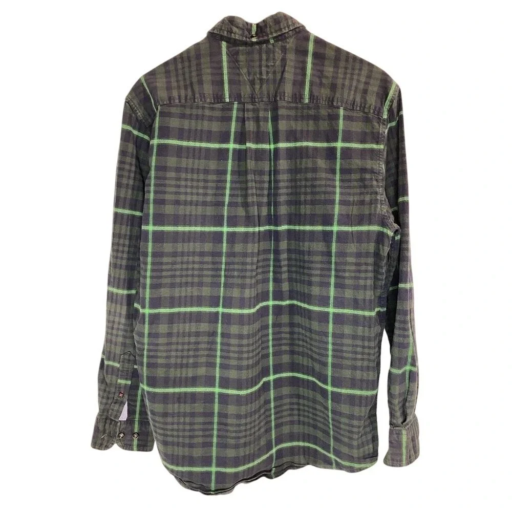 Tommy Hilfiger‎ Mens Button Down Shirt Size M Classic Fit Green Plaid